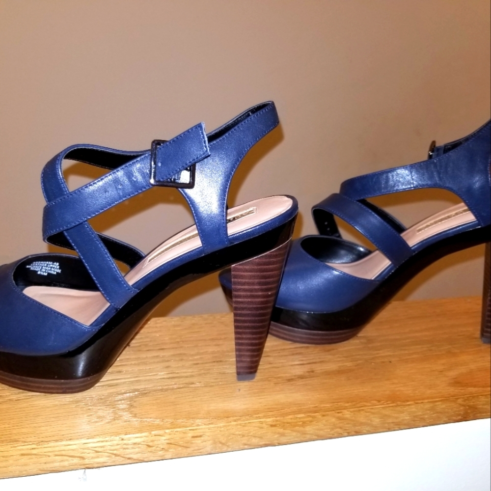 Audrey Brooke Navy Platform Sandals